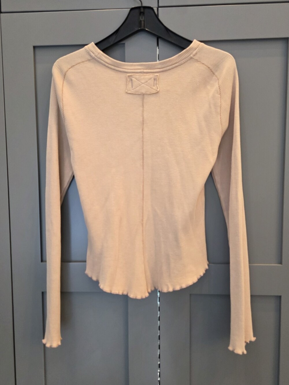 We The Free People Easy Does It Tee Thermal Long Sleeve Top Cuban Sand Sz Small - Picture 6 of 10